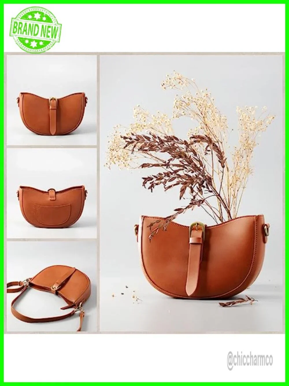 Vintage Vegan Leather Shoulder Crescent Bag Hobo Satchel with Zipper